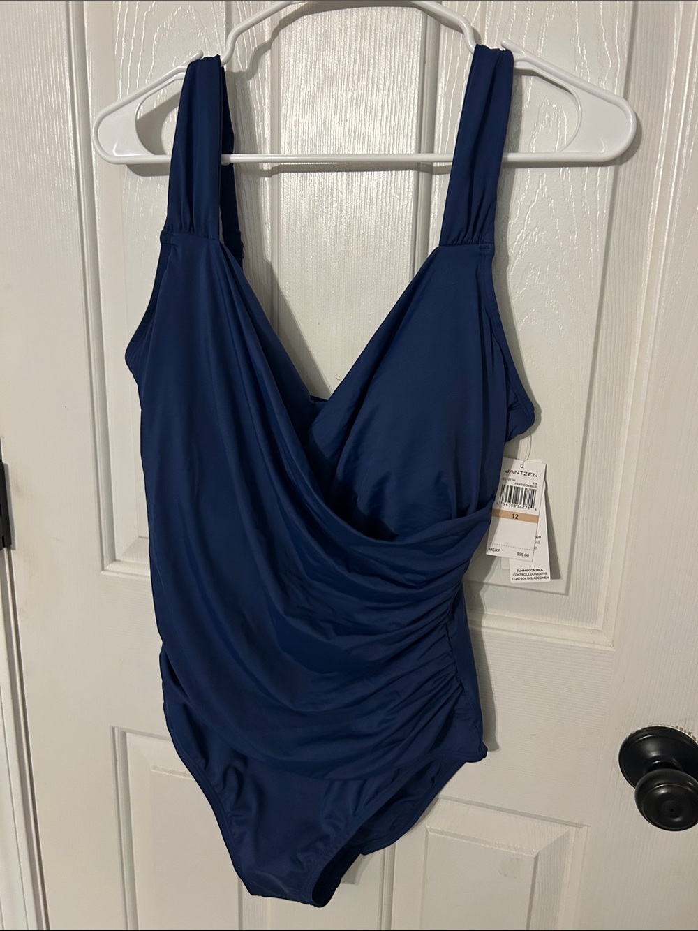 NWT Jantzen Navy Blue Women’s One-Piece Swimsuit - Classic Ruched Swimwear